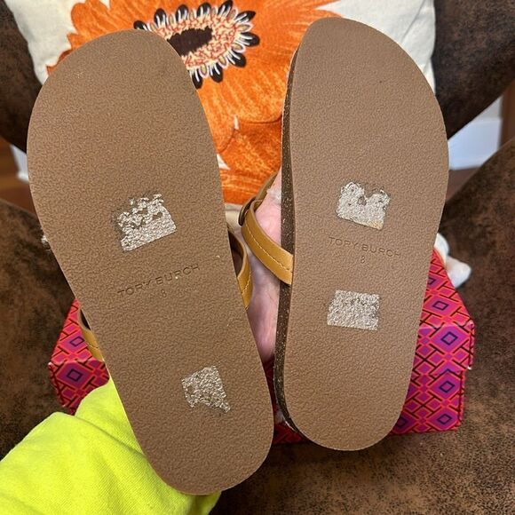 TORY BURCH CLOUD SHEARLING LEATHER MILLER SANDALS NATURAL CORK VGUC SZ 8M - Picture 6 of 14